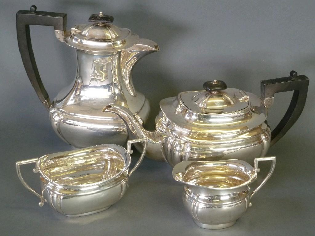 Appraisal: GEORGE VI FOUR PIECE SILVER TEA SERVICE by Edward Viners