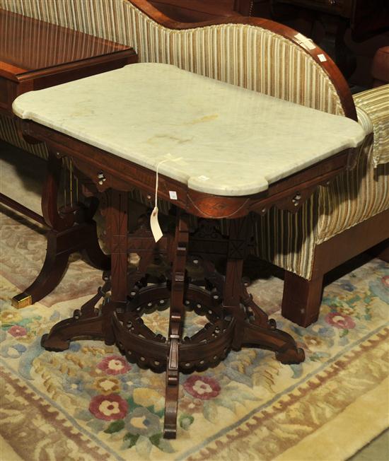 Appraisal: VICTORIAN PARLOR TABLE Rectangular marble top with rounded corners on