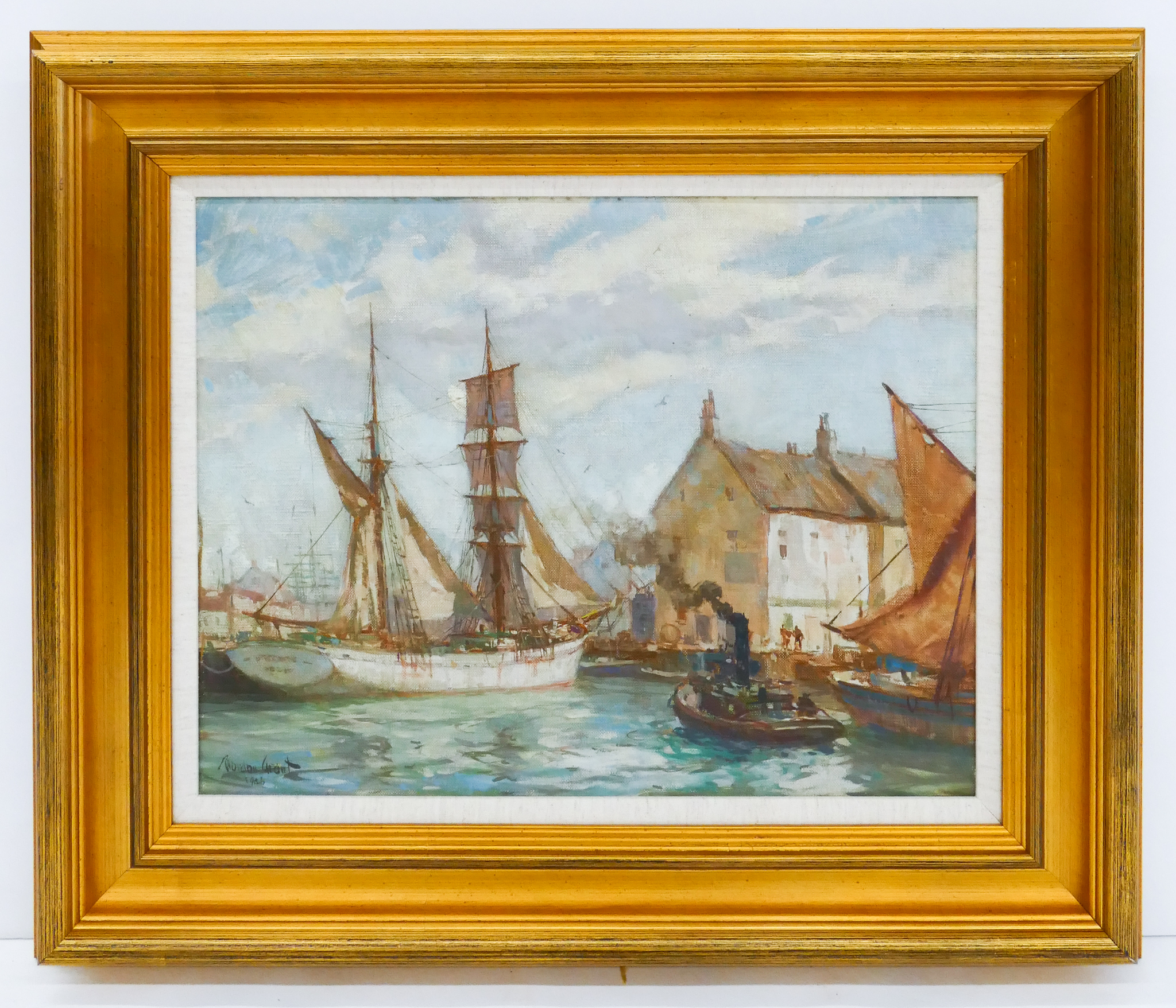 Appraisal: Gordon Hope Grant - New York 'Portside' Oil on Canvas