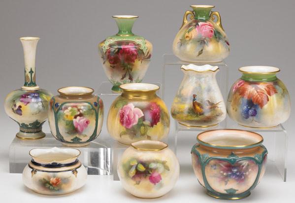 Appraisal: ROYAL WORCESTER Grouping of ten vases includes Hadley Worcester one