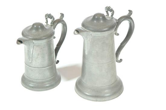 Appraisal: TWO PEWTER WATER PITCHERS Touches for Sellew Cincinnati Ohio ca