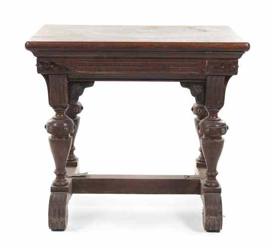 Appraisal: A Jacobean Revival Copper Mounted Oak Table having a rectangular