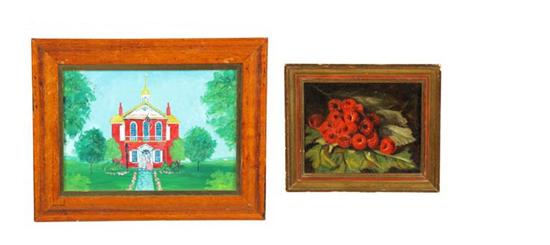 Appraisal: TWO SMALL PAINTINGS AMERICAN LATE TH-EARLY TH CENTURY Oil on