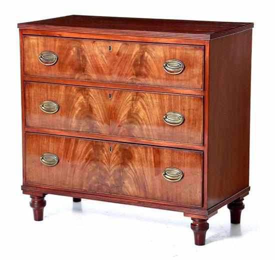 Appraisal: Regency style mahogany chest of drawers mid th century rectangular