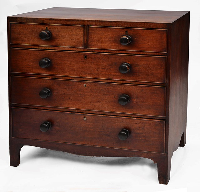 Appraisal: A LATE GEORGIAN MAHOGANY STRAIGHT FRONT CHEST of two short