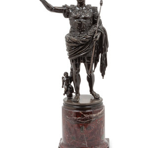 Appraisal: A Continental Bronze Figure Augustus of Prima Porta th century