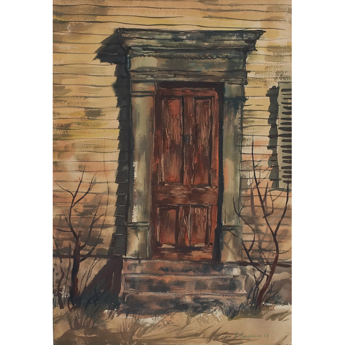 Appraisal: Richard Anuszkiewicz American ''Old Door '' watercolor '' x ''