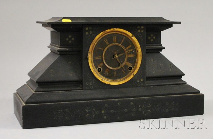 Appraisal: Ebonized Mantel Clock by E Ingraham Bristol Connecticut with eight-day