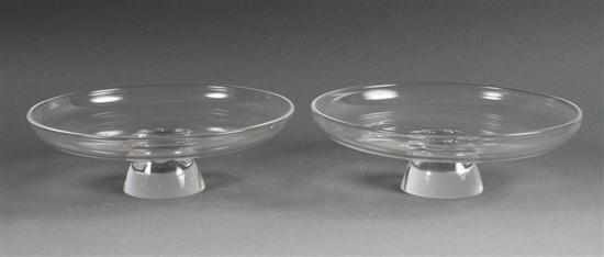 Appraisal: Pair of Steuben glass compotes th century etched ''Steuben ''