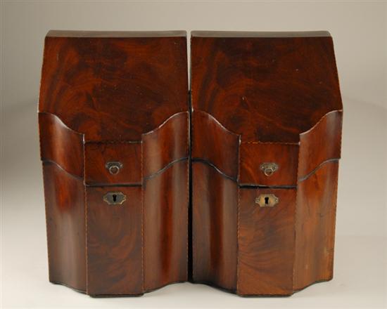 Appraisal: A Pair of E th C Mahogany Cutlery Boxes each