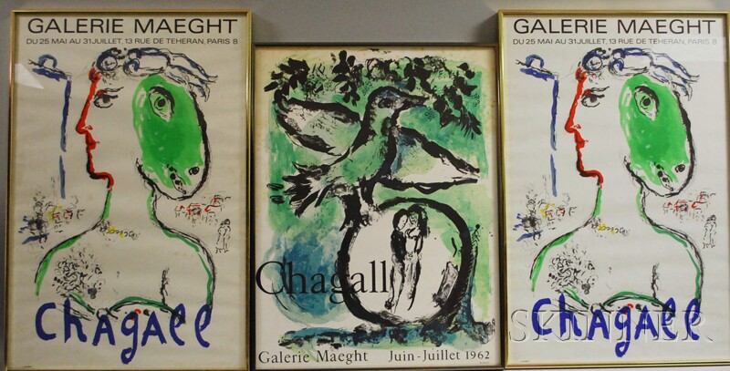 Appraisal: After Marc Chagall French - Three Galerie Maeght Exhibition Posters