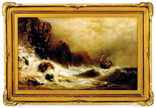 Appraisal: W Brown British late th century CRASHING SURF oil on