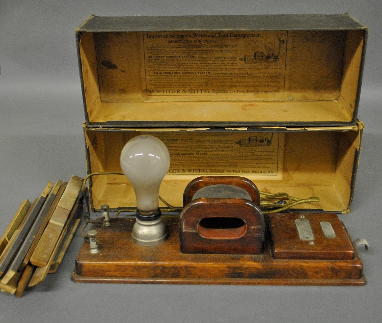 Appraisal: - Boettger s watch and tool demagnetizer with mahogany base