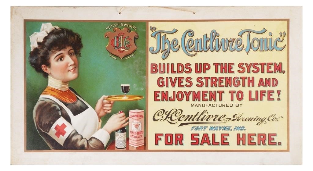 Appraisal: Advertising window poster for Centlivre Tonic featuring a nurse Centilivre