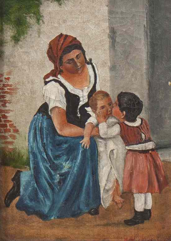 Appraisal: Artist Unknown th century Woman with Children oil on canvas