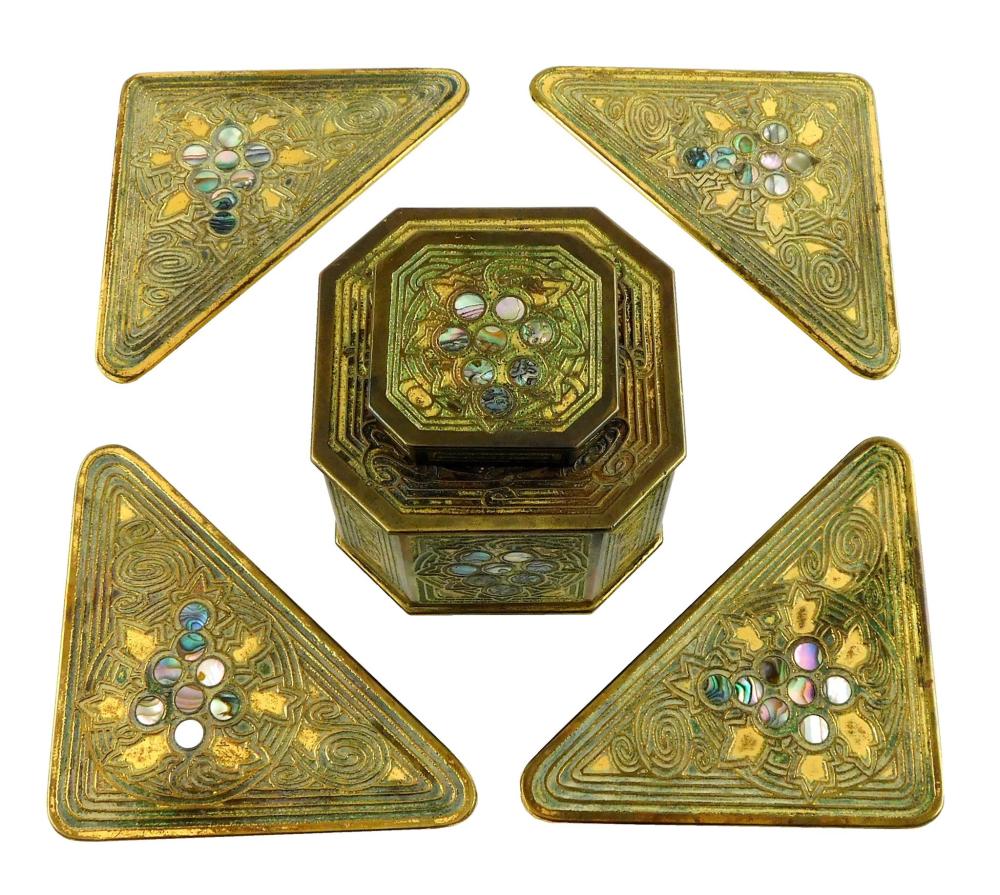 Appraisal: Tiffany Studios NY desk accessories five pieces of Abalone Art