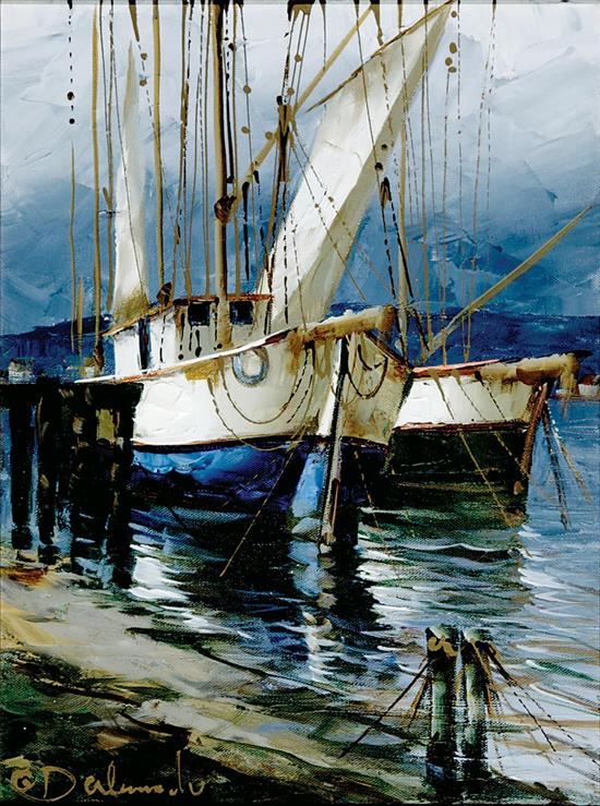 Appraisal: American school th century PAIR OF WORKS SAILBOATS oil on