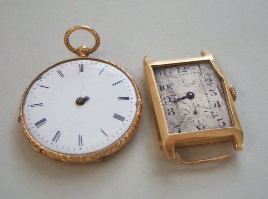 Appraisal: An ct gold rectangular cased gentleman's wristwatch with an unsigned