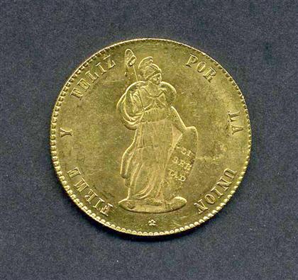 Appraisal: piece Gold Coin Peru escudo Lima mint Even wear more