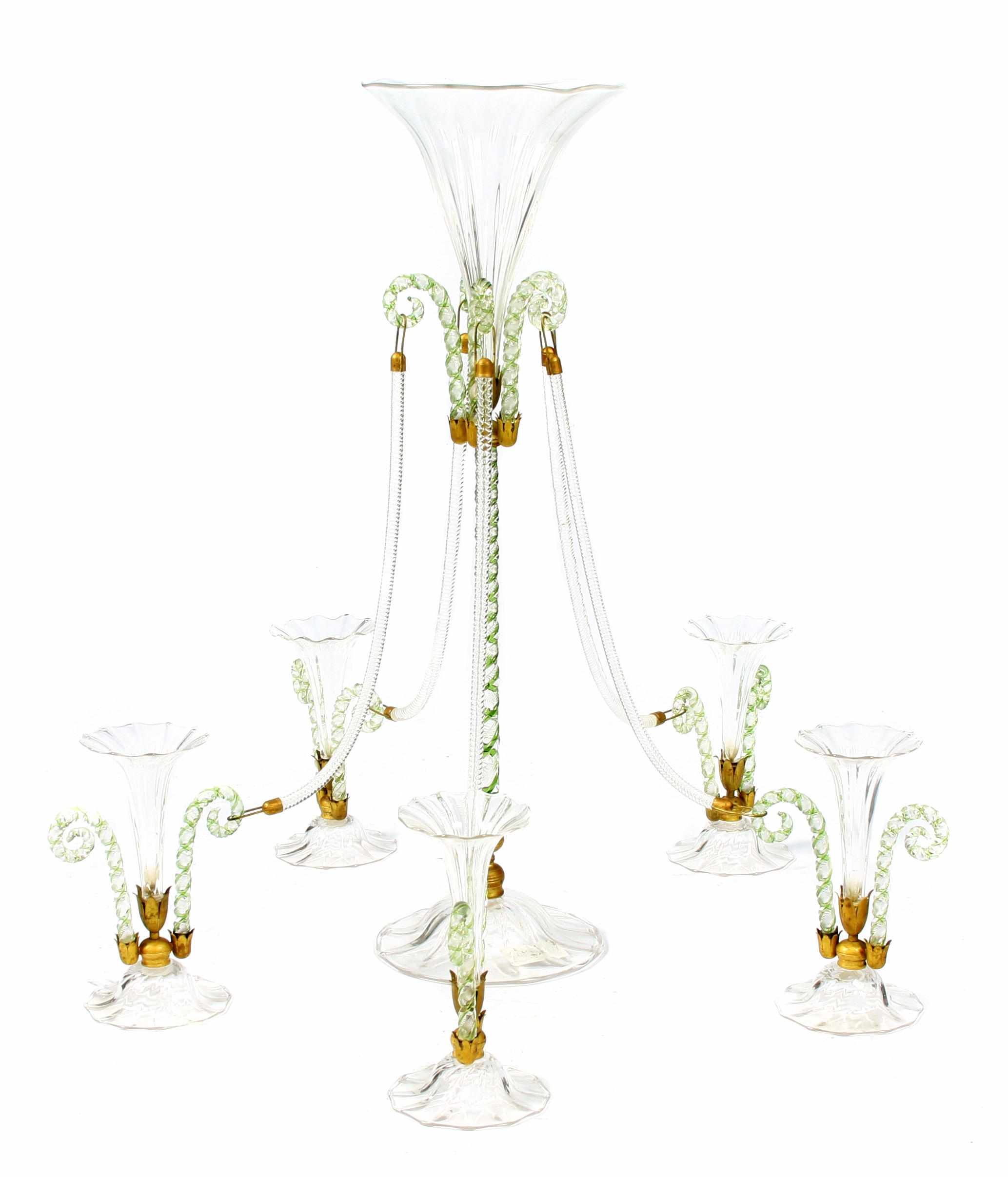 Appraisal: A Venetian glass and gilt metal centerpiece height in