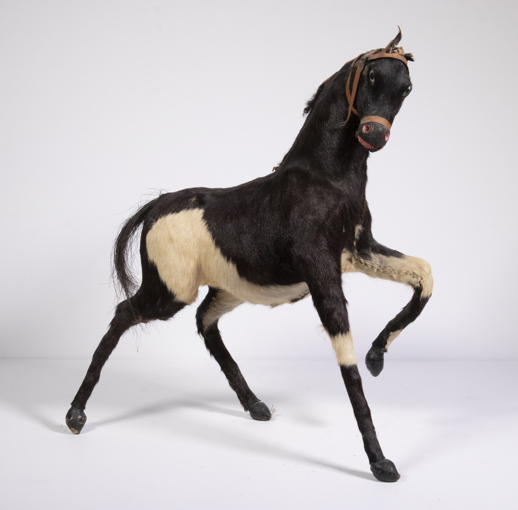 Appraisal: TH C PRANCING HORSE TOY Large German Hide Covered Horse