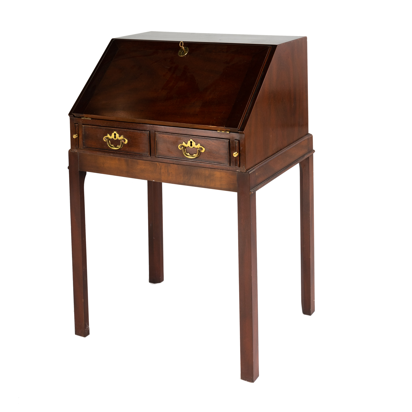 Appraisal: KITTINGER MAHOGANY WRITING DESK th century two-piece Williamsburg adaptation desk