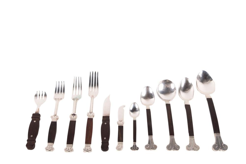 Appraisal: HECTOR AGUILAR SILVER FLATWARE SERVICEcomprising dinner knives teaspoons salad forks