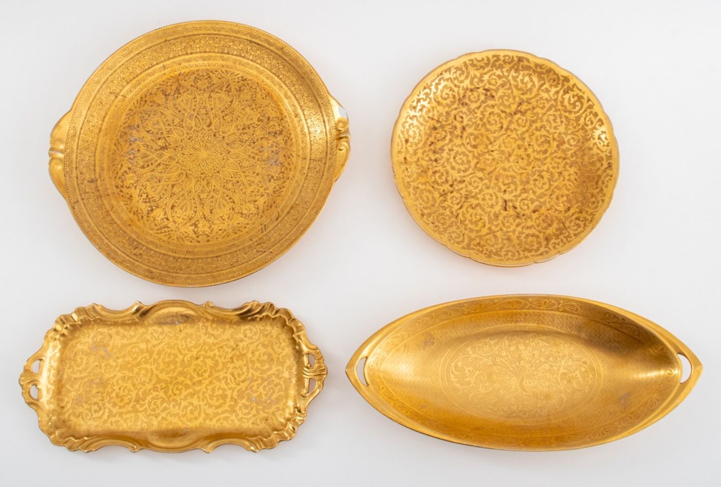 Appraisal: JESSE DEAN LIMOGES GOLD ENCRUSTED TRAYS Jesse Dean Limoges French