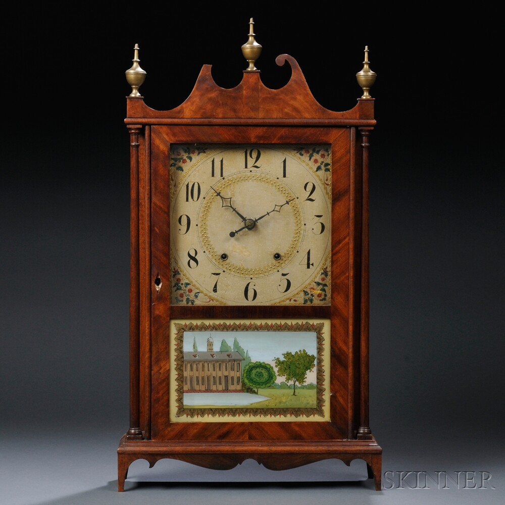 Appraisal: Federal Mahogany Pillar and Scroll Shelf Clock Connecticut c with