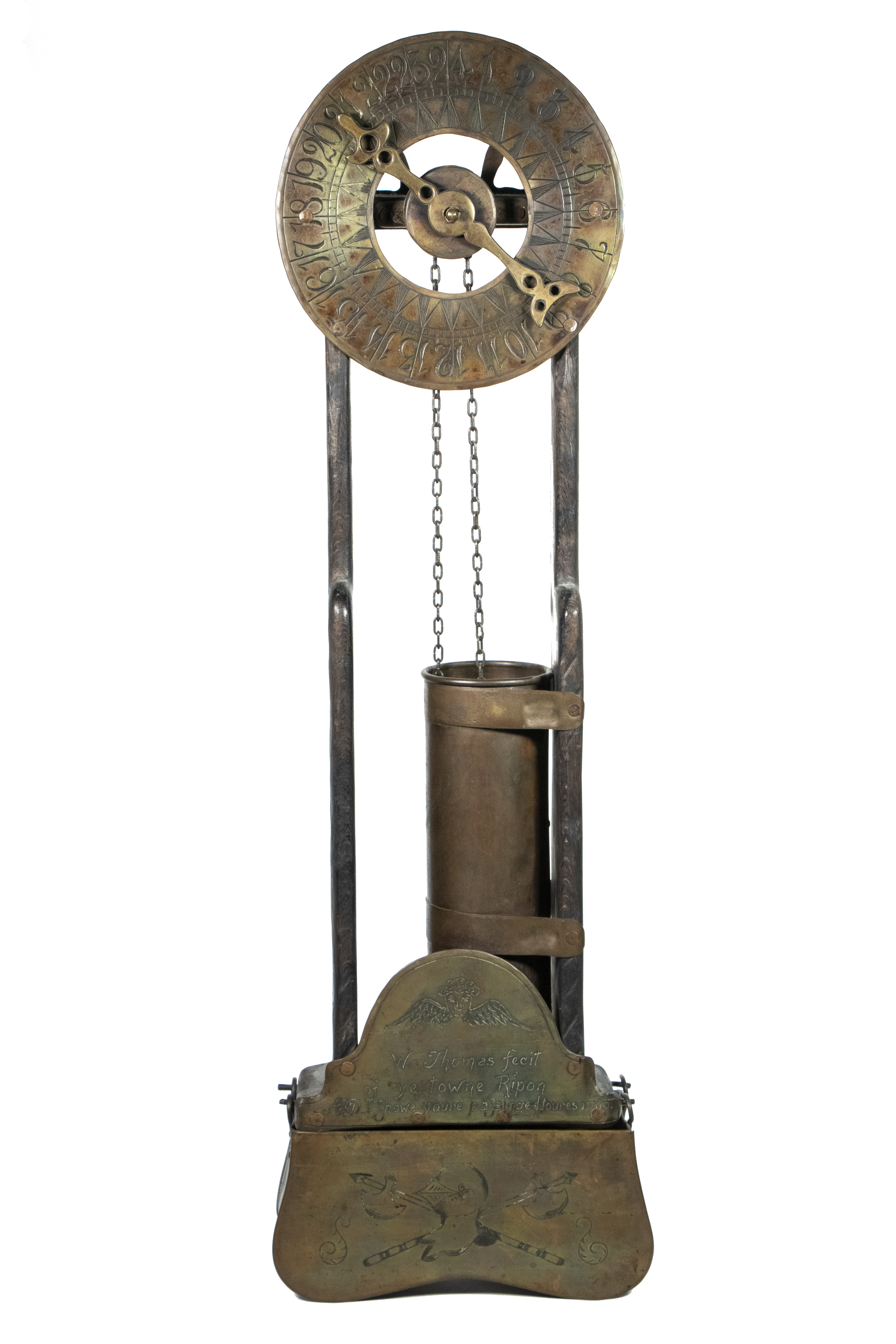 Appraisal: REPLICA WEIGHT DRIVEN CLOCK English Brass -Hour Clepsydra Water Clock