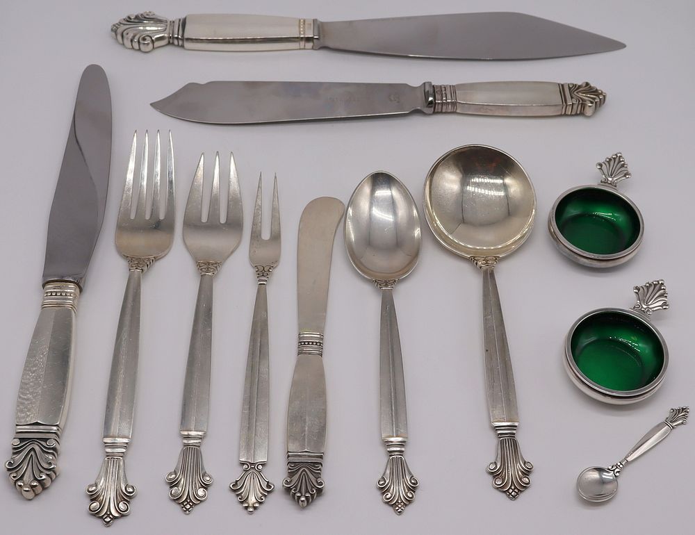 Appraisal: STERLING Georg Jensen Acanthus Flatware Service Georg Jensen Acanthus flatware