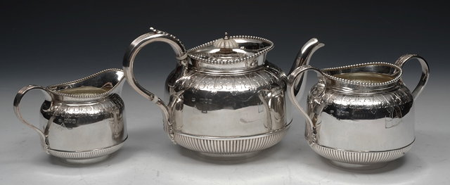 Appraisal: A THREE PIECE SILVER TEA SET in a Victorian style