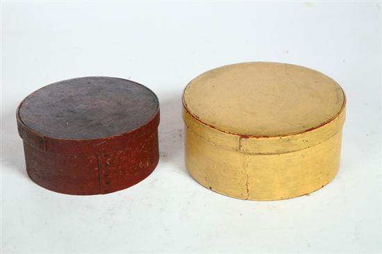 Appraisal: TWO PAINTED PANTRY BOXES American th century bentwood Both are