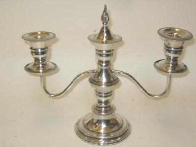 Appraisal: A THREE LIGHT CANDELABRUM marks for Charles Boyton Son Sheffield