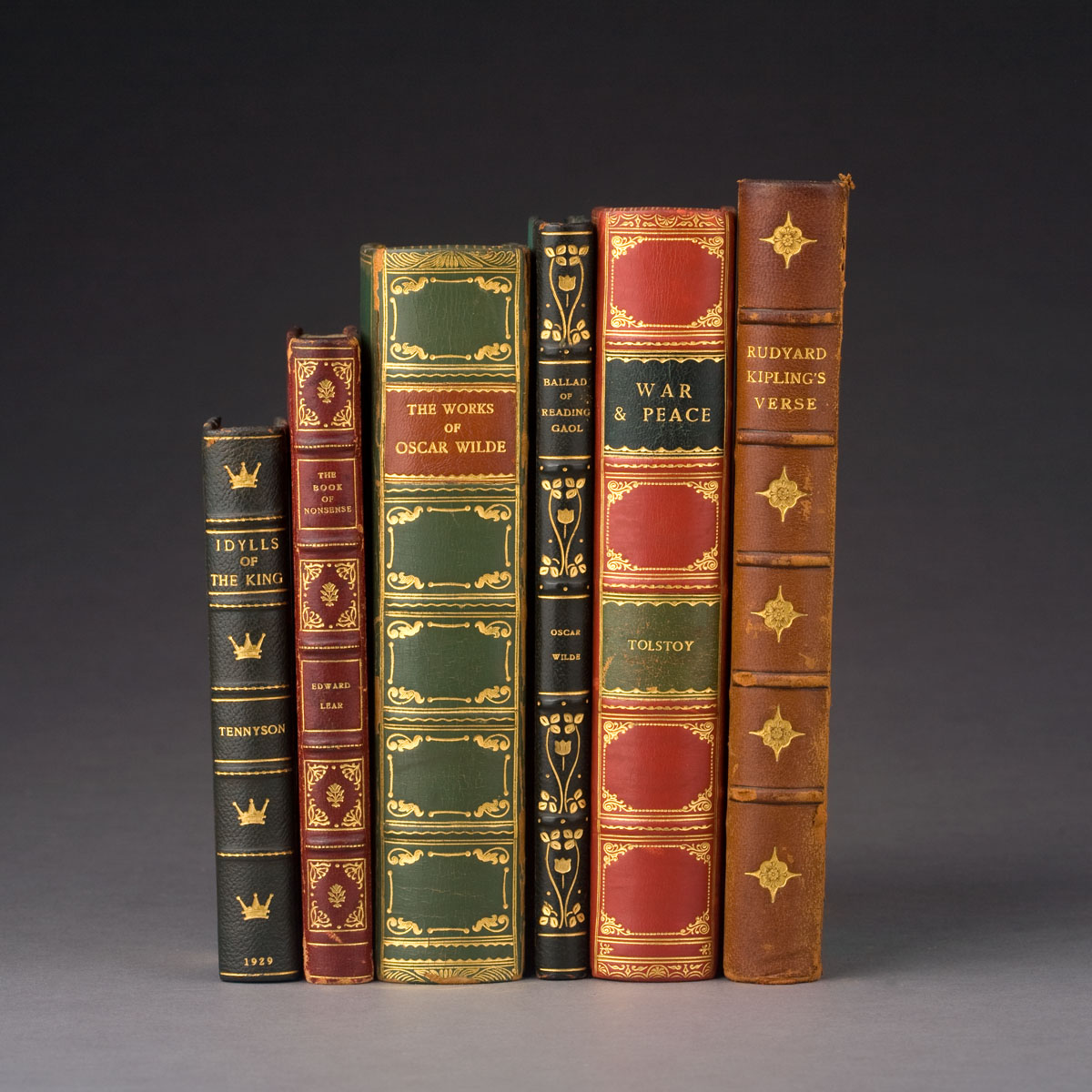 Appraisal: SIX LEATHER BOUND BOOKS INCLUDING WORKS BY OSCAR WILDE RUDYARD