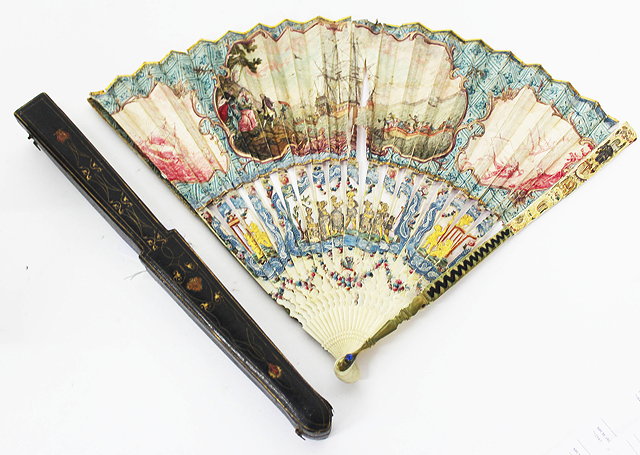 Appraisal: A TH CENTURY FRENCH BONE OR IVORY FAN DECORATED with