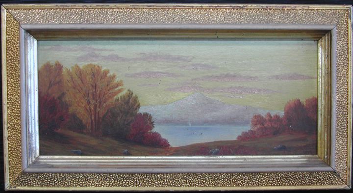 Appraisal: American School th Century Peaceful Mountain Landscape oil on board