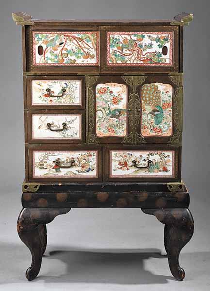 Appraisal: A Japanese Lacquered Tonsu Cabinet on Stand early th c