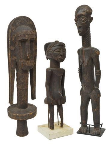 Appraisal: lot of Large West African figural carvings including double-sided face