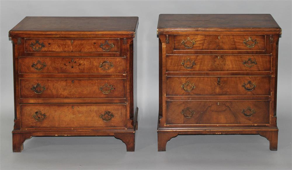 Appraisal: PAIR OF GEORGE II STYLE WALNUT BACHELOR CHESTS each having