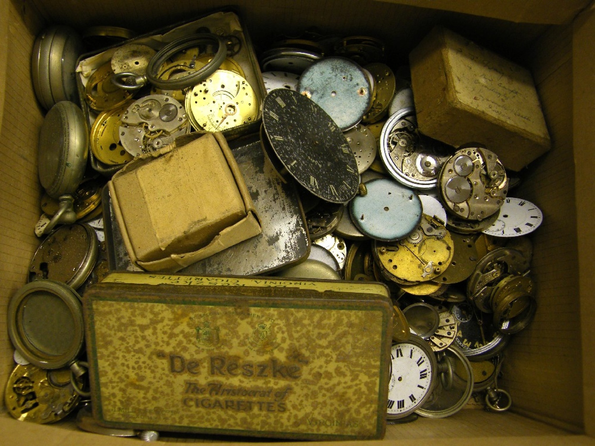 Appraisal: Box of assorted pocket watch spares and accessories to include