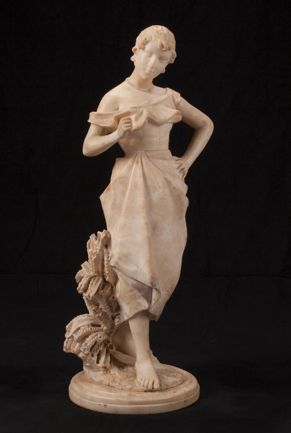 Appraisal: Italian Carved Alabaster Figure of a Beautiful Maiden Amongst Sheaths