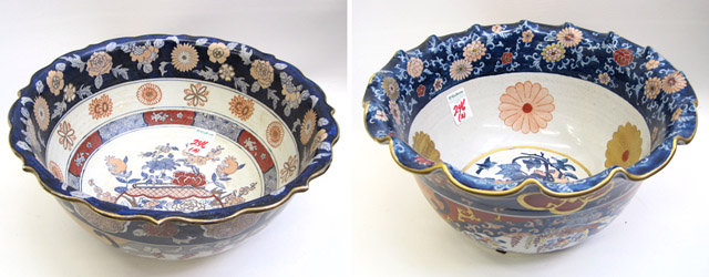 Appraisal: TWO CHINESE HAND PAINTED PORCELAIN CENTER BOWLS each with birds