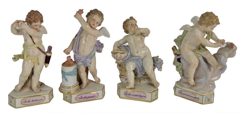 Appraisal: Set of Four Meissen Cherubs to include Te les Rends