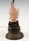 Appraisal: TABLE LAMP - Ca lamp with hand carved pink quartz