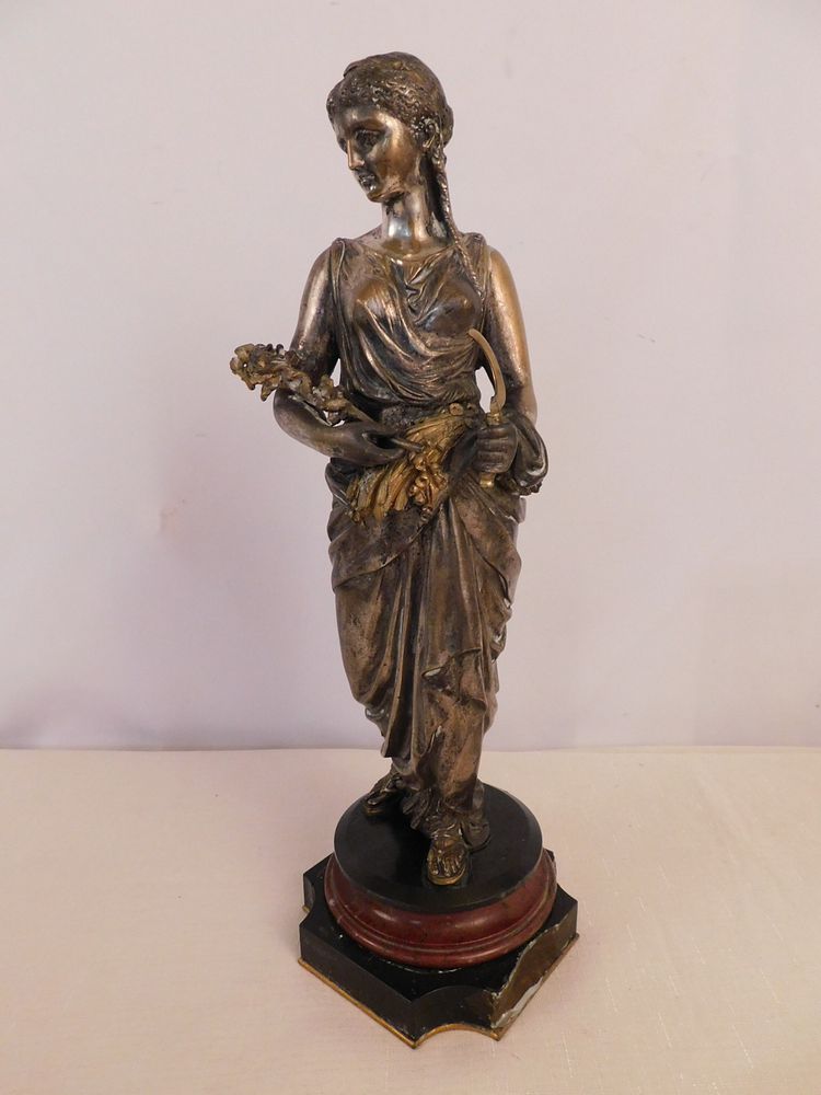 Appraisal: FRENCH BRONZE FIGURE OF GODDESS Antique French silvered bronze sculpture