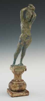 Appraisal: After Bruno Lucchesi A terracotta figurine of a standing nude