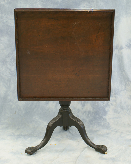 Appraisal: Mahogany square tilt top table with a pierced gallery rim