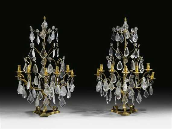 Appraisal: PAIR OF IMPORTANT CANDELABRAS WITH ROCK CRYSTAL Louis XIV Paris