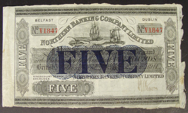 Appraisal: Northern Banking Co Iteland five pound note dated no V